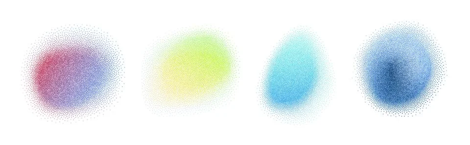 Colorful circle blurred gradient blob with noise gradation, abstract gritty Stock Illustration