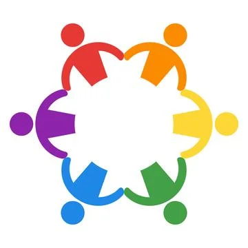 Colorful Circle of Collaborative People Representing Unity and Diversity Stock Illustration