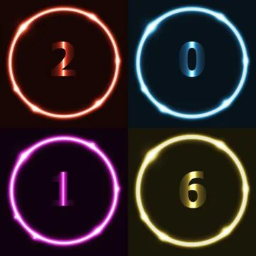 Colorful circle effect with 2016 Stock Illustration