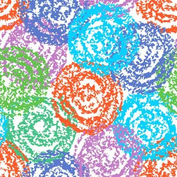 Colorful circle forms seamless pattern. Hand drawing round artistic stroke. Stock Illustration