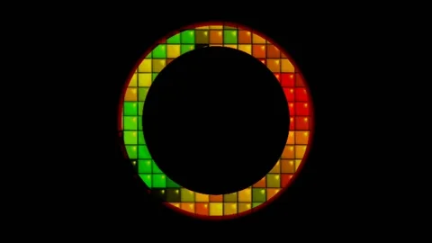 Colorful circle frame on a black background, colorful cube patterns Stock Footage 132591877