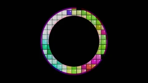 Colorful circle frame on a black background, colorful cube patterns Stock Footage 132645835