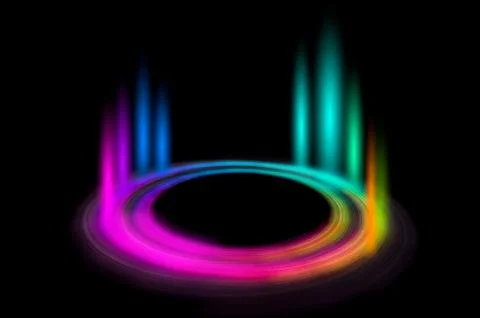 Colorful circle frame circle light frame on black background Stock Photos