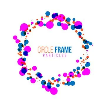Colorful circle frame with round particles Stock Illustration