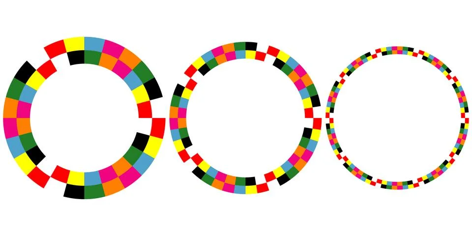 Colorful circle frames abstract geometric mosaic pattern design elements. イラスト素材