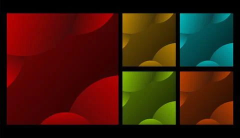 Colorful Circle Gradient Template Banner Set. Red, Blue Yellow, Green, Orange Stock Illustration
