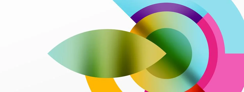 Colorful circle with green leaf pattern on white dishware Stock Illustration