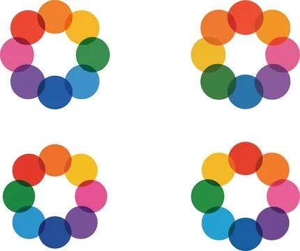 Colorful Circle Logo Set Abstract Round Shape Vector Illustrazione stock
