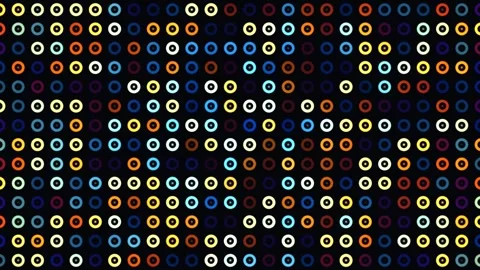 Colorful circle pattern on a dark background with various Stock Footage 338006210