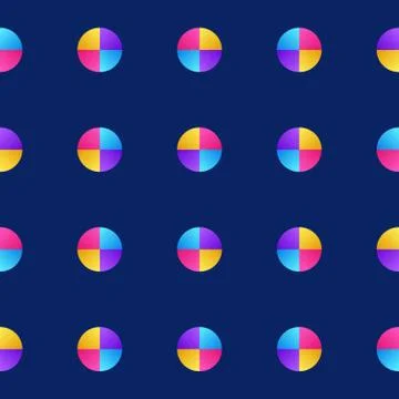 Colorful of circle pattern texture background in gradient style on dark backg Illustrazione stock