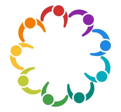 Colorful Circle of People Representing Unity and Cooperation in Diversity Stock Illustration