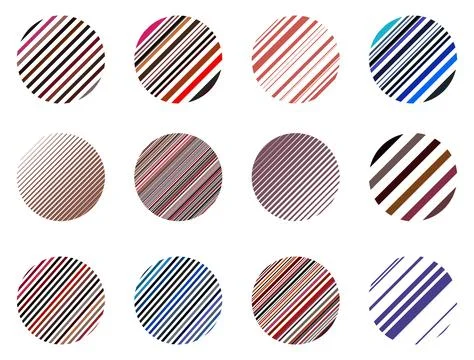 Colorful circle shaped stripes vector element set Illustrazione stock