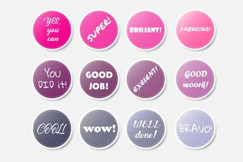 Colorful circle sticker collection, vector illustration. Stock Illustration