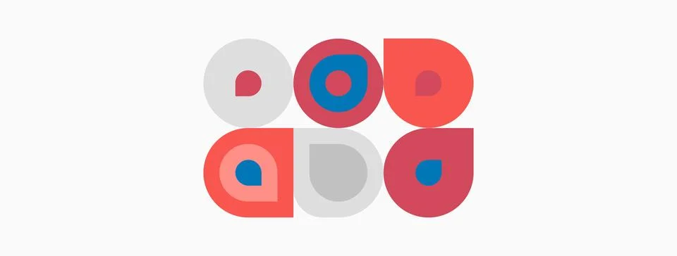 Colorful circles arranged in grid pattern. Simple geometric shapes, modern Illustrazione stock