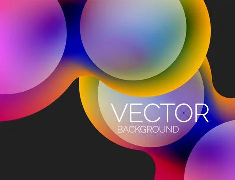 Colorful circles on a black background with vector design Illustrazione stock