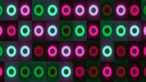 Colorful circles create a pattern in a grid layout Stock Footage 338107072