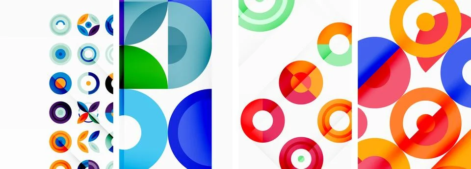 Colorful circles create a vibrant pattern on a white background Stock Illustration