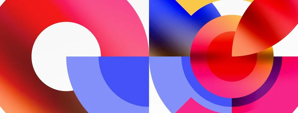 Colorful circles create a vibrant pattern on a white background Stock Illustration