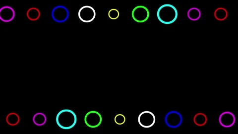 Colorful circles decorative frame on plain black background Video stock 313744818