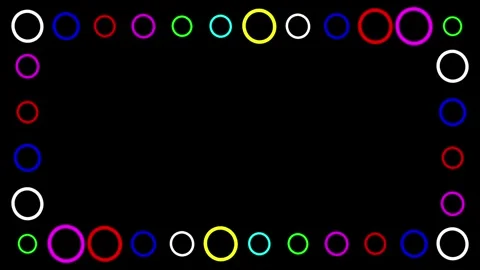 Colorful circles decorative frame on plain black background Video stock 314877278