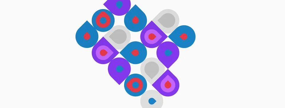 Colorful circles form abstract triangular pattern. Shapes vary in hue, creati イラスト素材