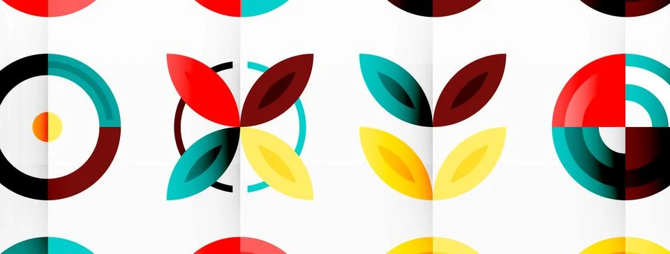 Colorful circles in a grid composition abstract background. Design for wallpaper 스톡 일러스트