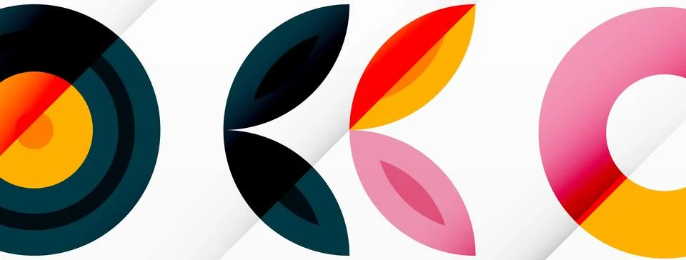 Colorful circles in a grid composition abstract background. Design for wallpaper Stock Illustration