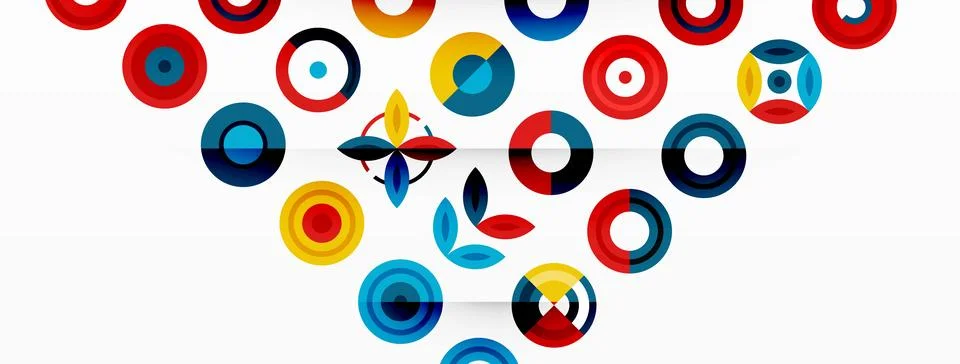 Colorful circles in a grid composition abstract background. Design for wallpaper Stock Illustration
