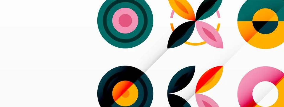 Colorful circles in a grid composition abstract background. Design for wallpaper Stock Illustration
