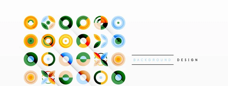 Colorful circles in a grid composition abstract background. Design for wallpaper Stock Illustration