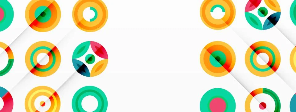 Colorful circles in a grid composition abstract background. Design for wallpaper Stock Illustration