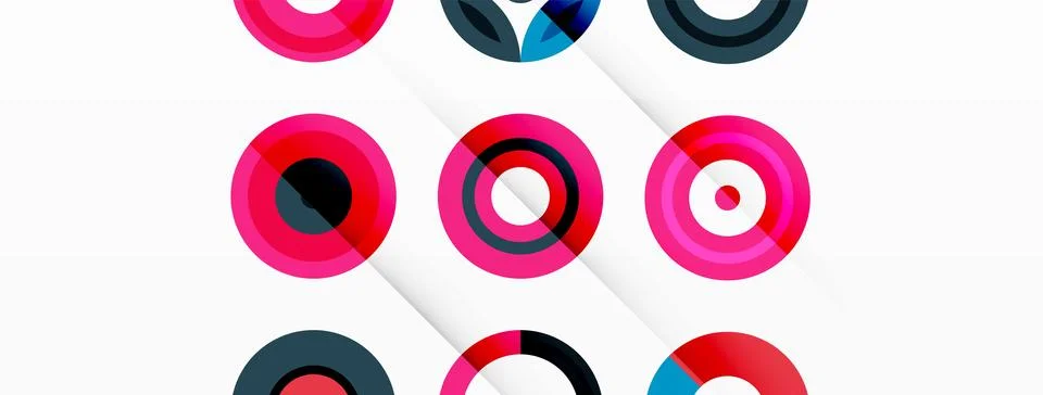Colorful circles in a grid composition abstract background. Design for wallpaper Stock Illustration