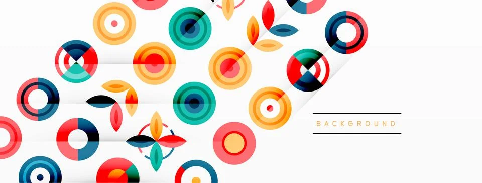 Colorful circles in a grid composition abstract background. Design for wallpaper Stock Illustration