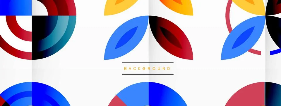 Colorful circles in a grid composition abstract background. Design for wallpaper Stock Illustration