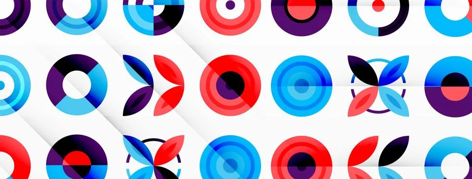 Colorful circles in a grid composition abstract background. Design for wallpaper Stock Illustration