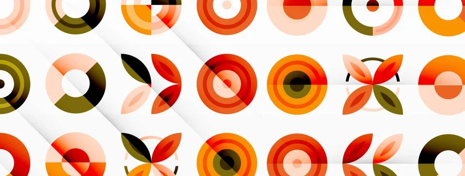 Colorful circles in a grid composition abstract background. Design for wallpaper Stock Illustration