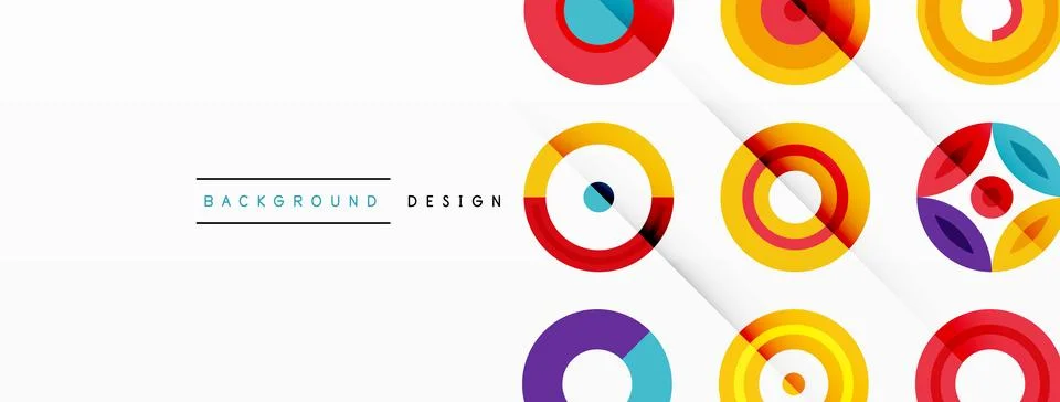 Colorful circles in a grid composition abstract background. Design for wallpaper Stock Illustration