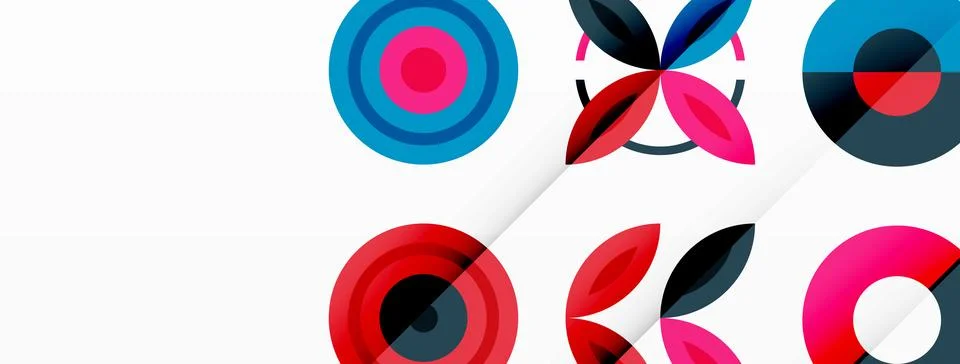 Colorful circles in a grid composition abstract background. Design for wallpaper Stock Illustration