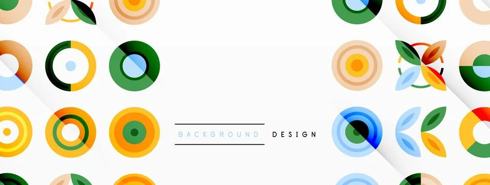 Colorful circles in a grid composition abstract background. Design for wallpaper Stock Illustration