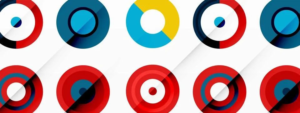 Colorful circles in a grid composition abstract background. Design for wallpaper Stock Illustration