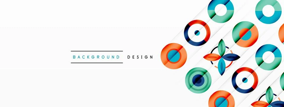 Colorful circles in a grid composition abstract background. Design for wallpaper Stock Illustration