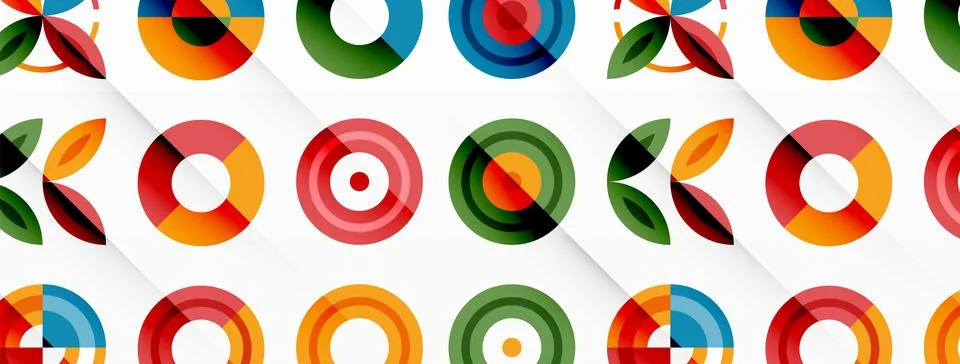 Colorful circles in a grid composition abstract background. Design for wallpaper Stock Illustration