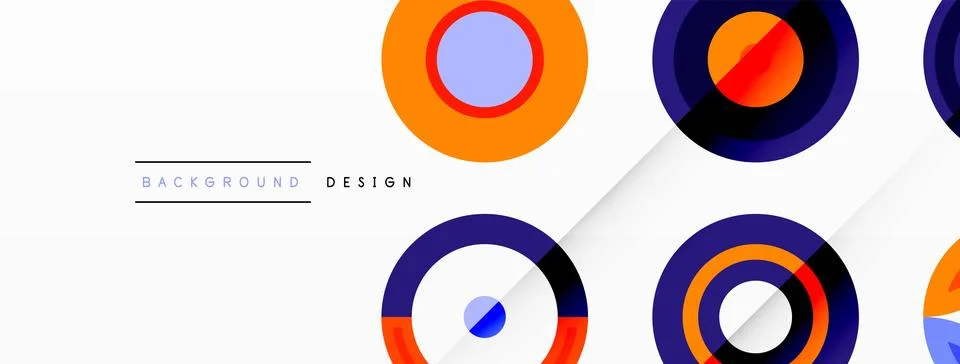 Colorful circles in a grid composition abstract background. Design for wallpaper Stock Illustration
