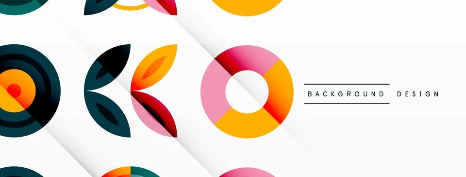 Colorful circles in a grid composition abstract background. Design for wallpaper Stock Illustration