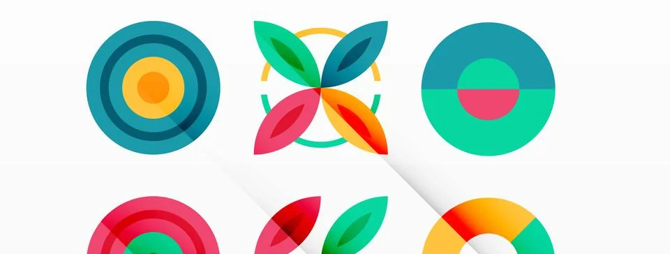 Colorful circles in a grid composition abstract background. Design for wallpaper Stock Illustration