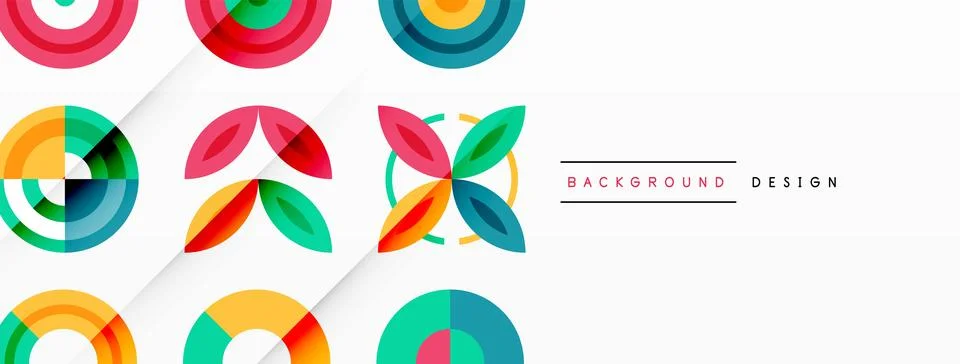 Colorful circles in a grid composition abstract background. Design for wallpaper Stock Illustration