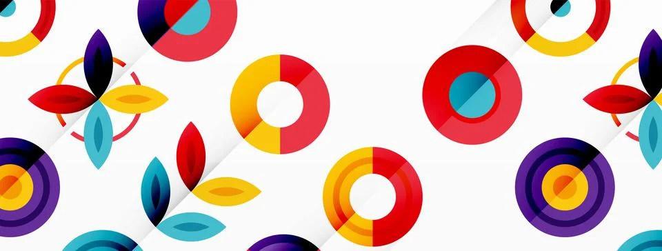 Colorful circles in a grid composition abstract background. Design for wallpaper Stock Illustration
