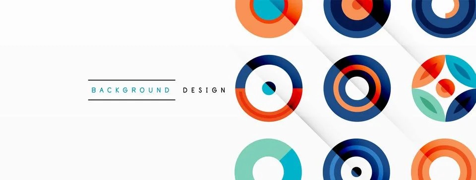 Colorful circles in a grid composition abstract background. Design for wallpaper Stock Illustration