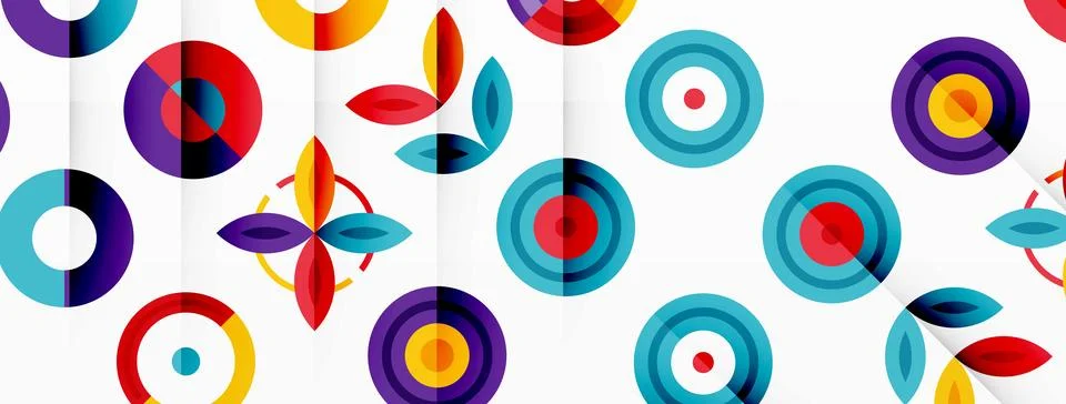 Colorful circles in a grid composition abstract background. Design for wallpaper Stock Illustration