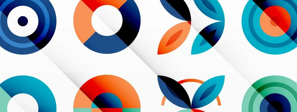 Colorful circles in a grid composition abstract background. Design for wallpaper 스톡 일러스트